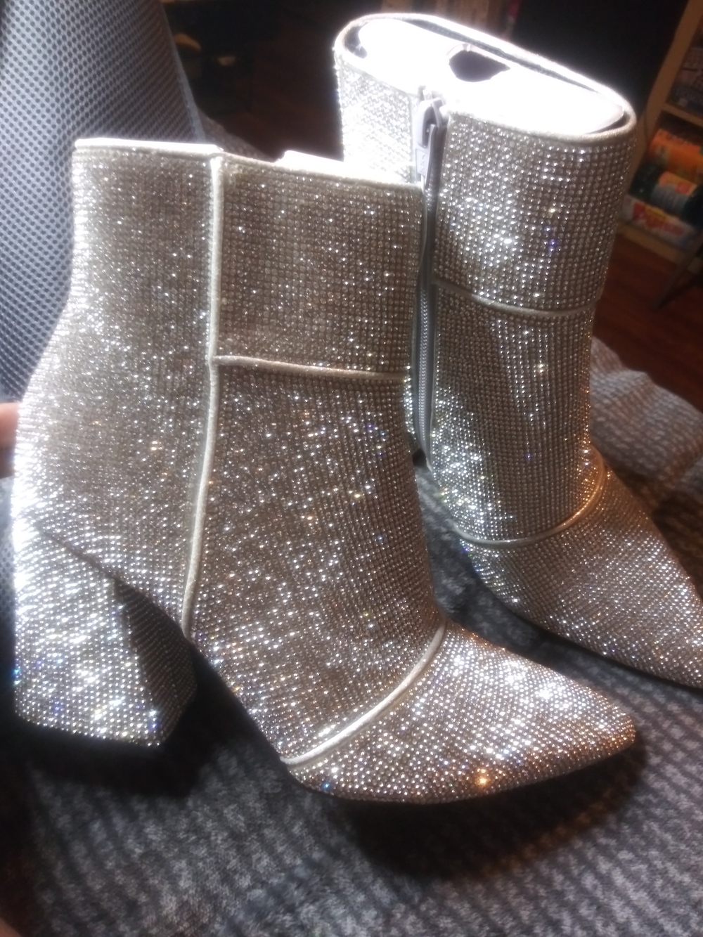 Silver Crystal-Embellished Women's Ankle Boots - Brand